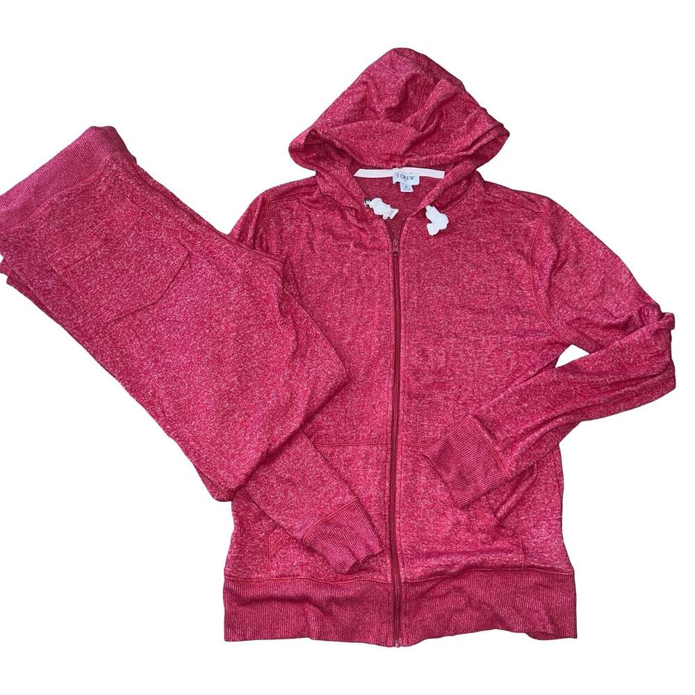 J.Crew Women's Pink Heathered Full-Zip Hoodie Small Jogger M Lounge Set